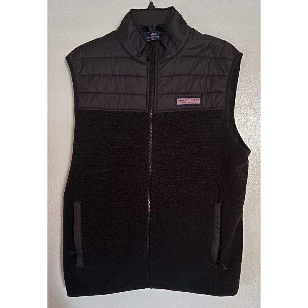 Vineyard Vines Men's Black and Grey Half Puffer Vest Size S/ New No Tags